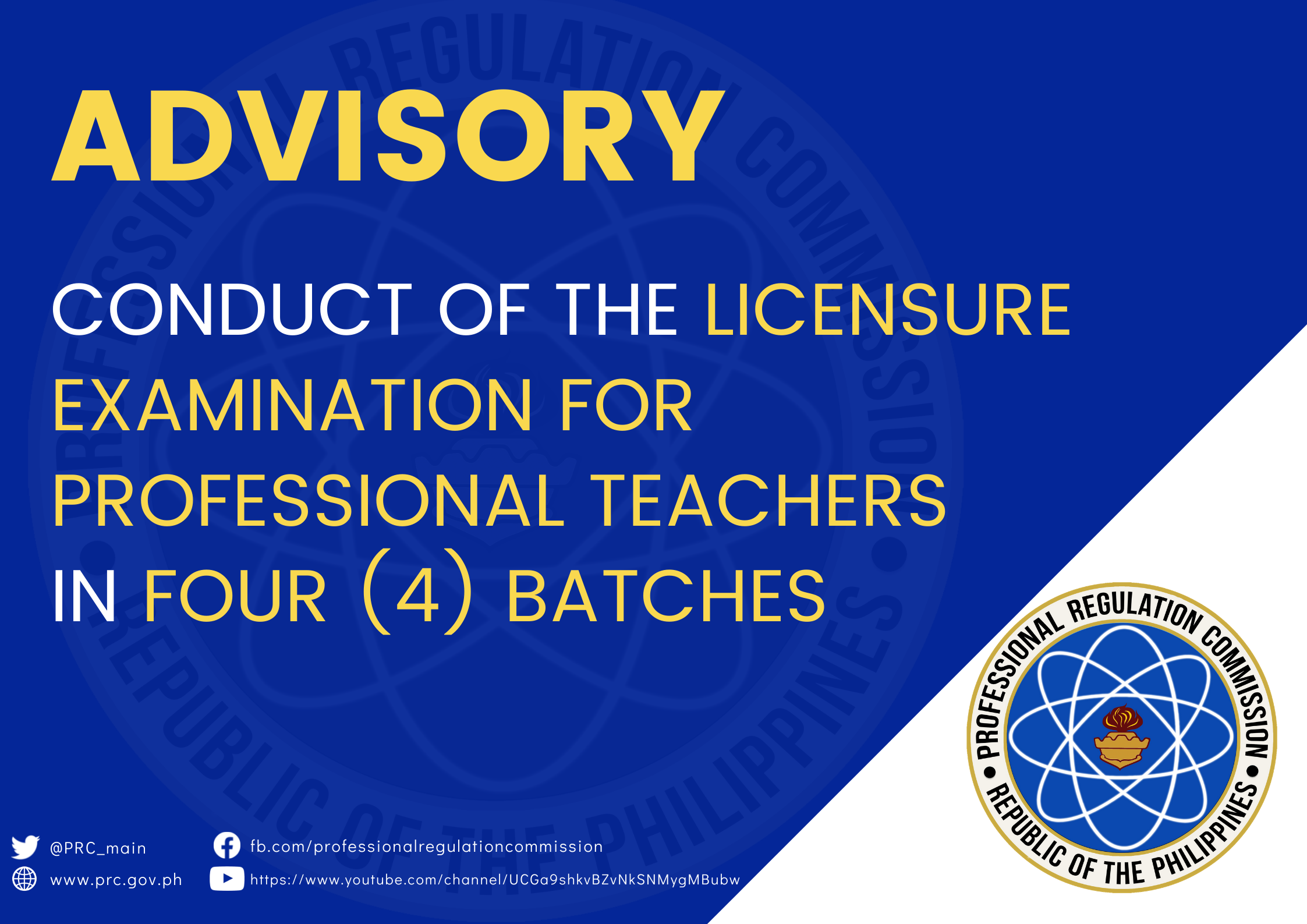 New Schedule of Licensure Examination for Professional Teachers